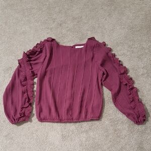 Chic Ruffled Burgundy Blouse